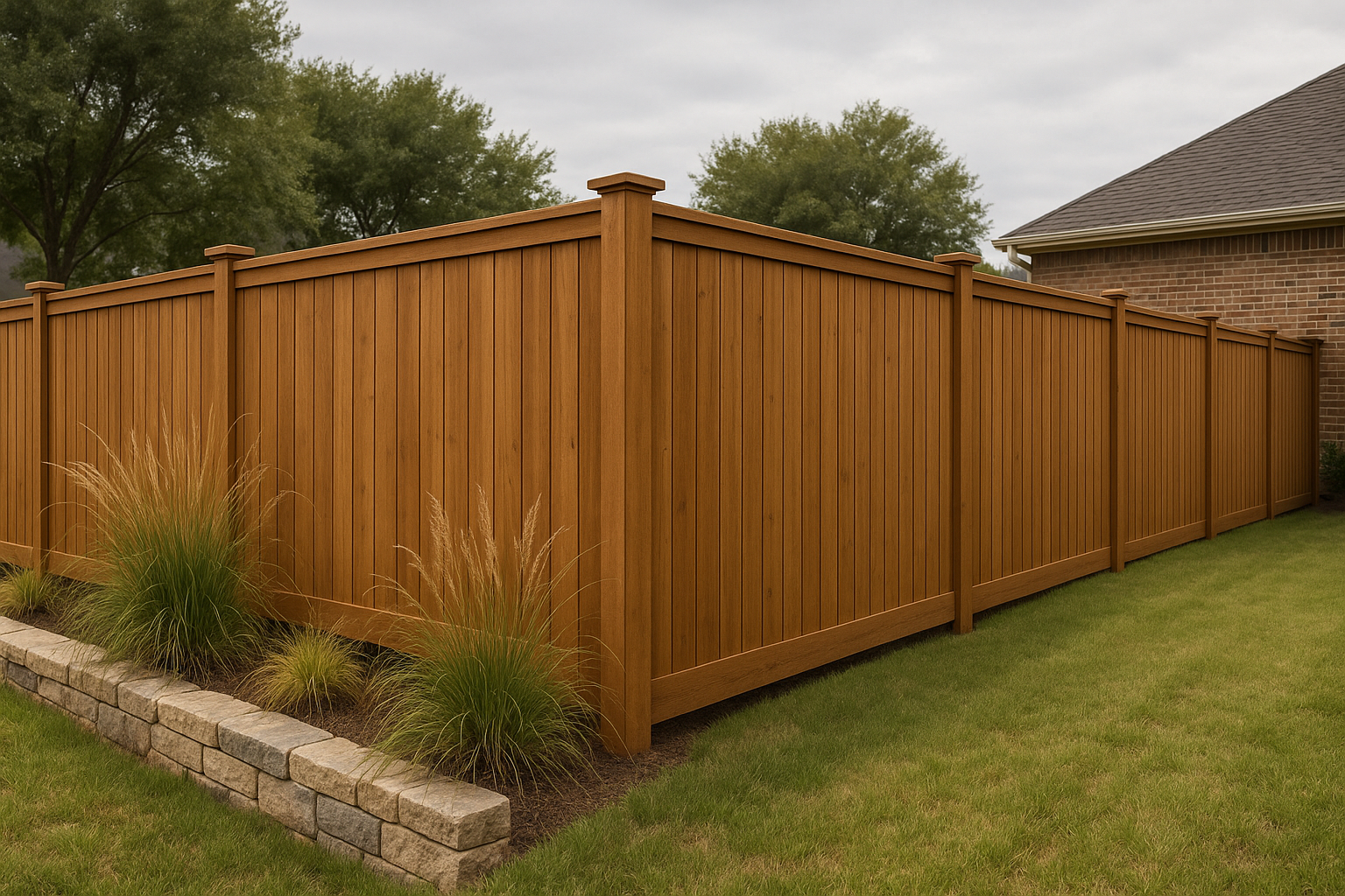 fence installation in baytown, TX — photorealistic hero image