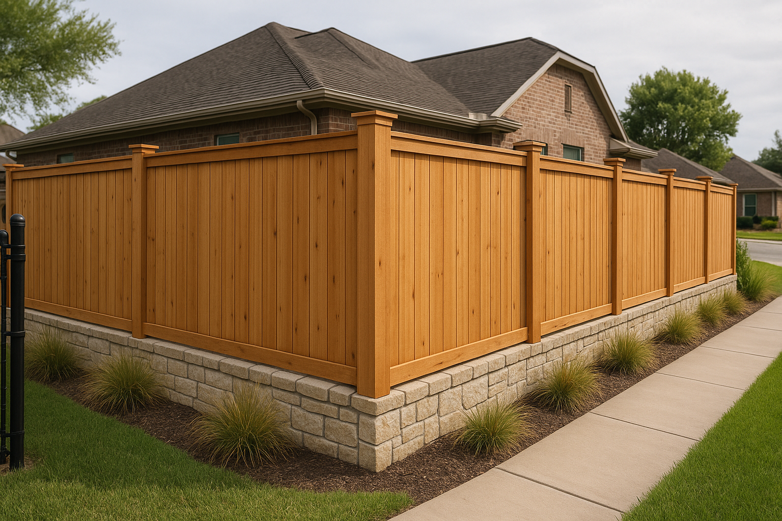 Cedar Repair Fence Installation in Pasadena, TX — photorealistic hero image