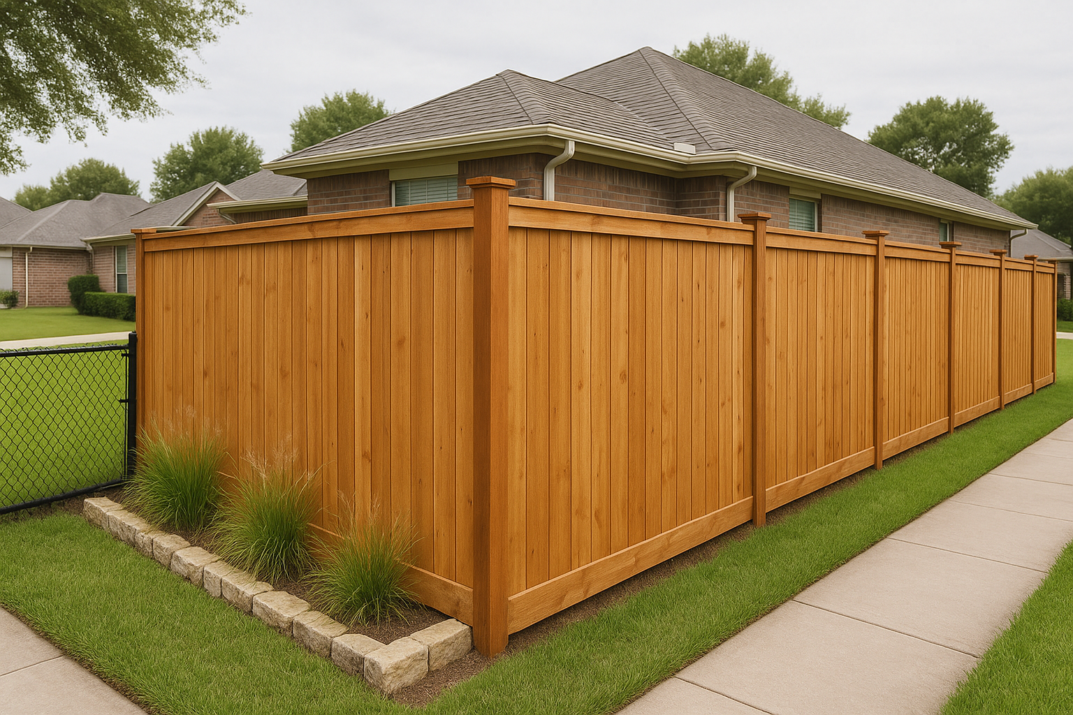 Wood Repair Fence Installation in Pasadena, TX — photorealistic hero image