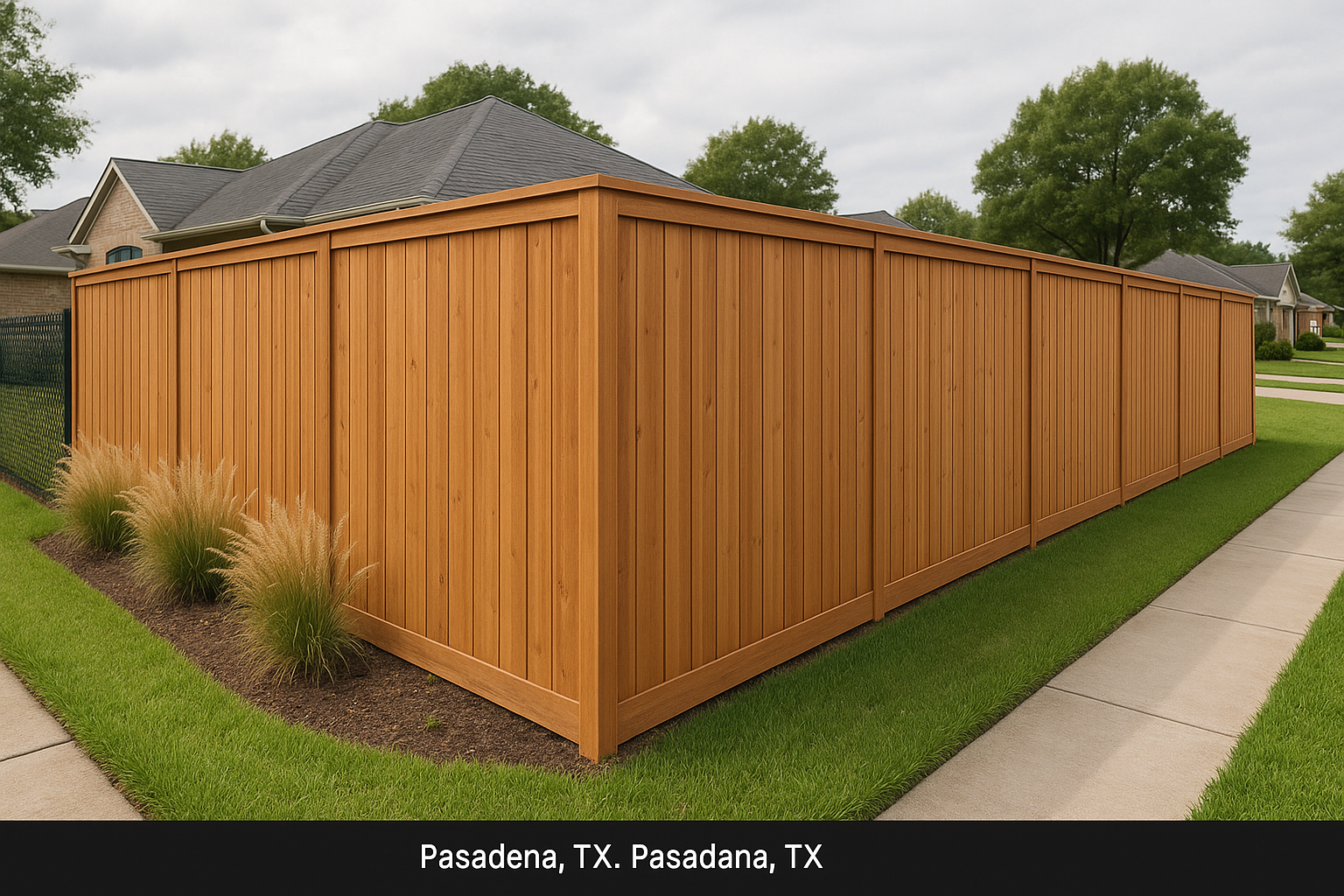 Wood Contractors Fence Installation in Pasadena, TX — photorealistic hero image