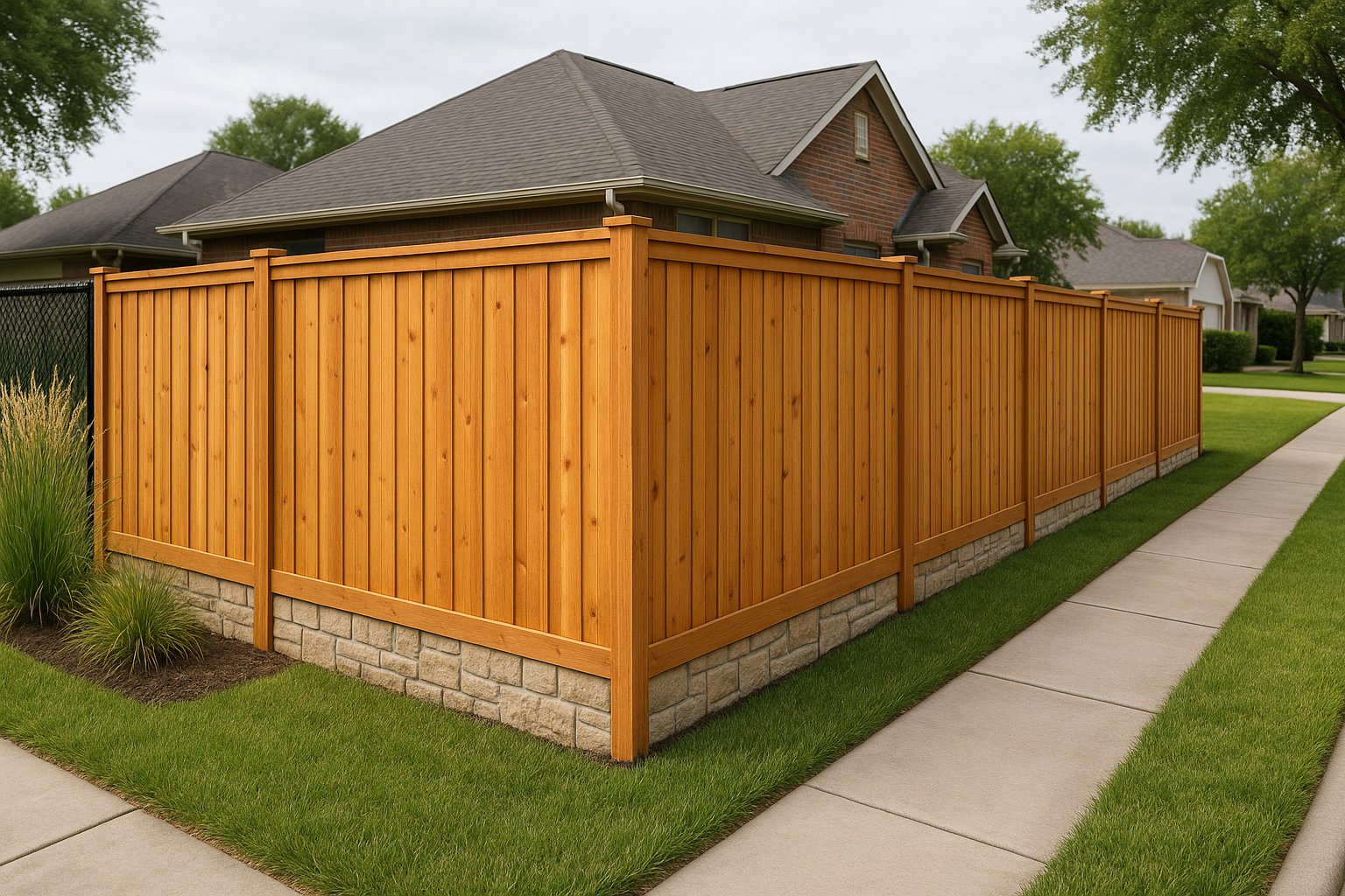 Cedar Repair Fence Installation in Pasadena, TX — photorealistic hero image