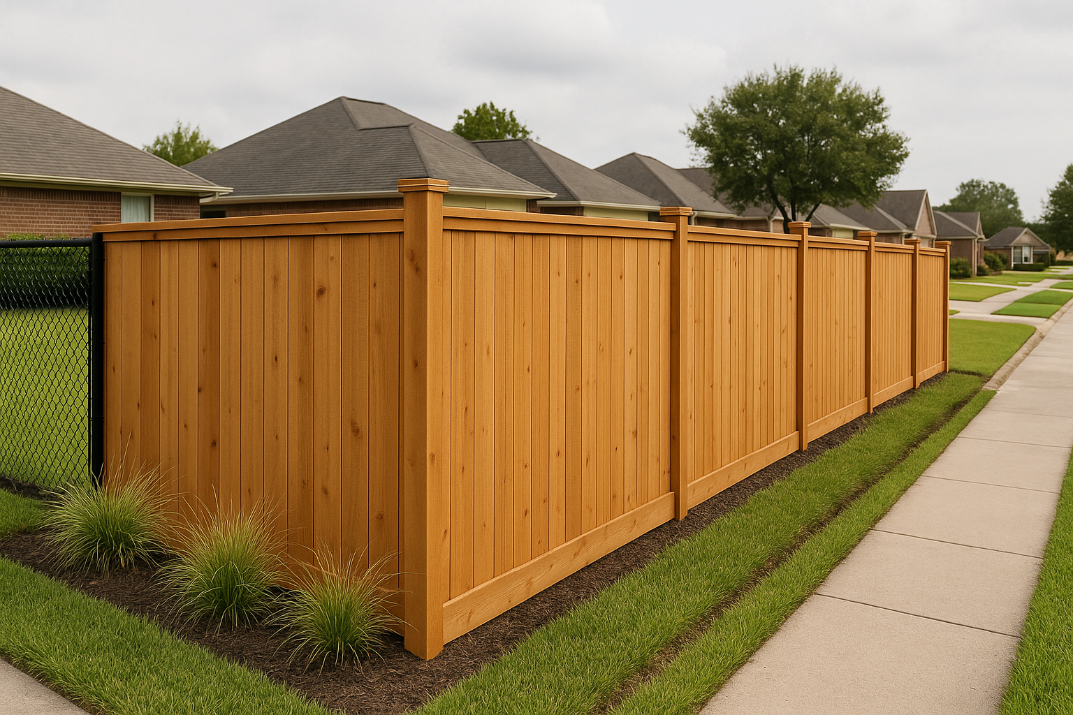 Cedar Contractors Fence Installation in Pasadena, TX — photorealistic hero image