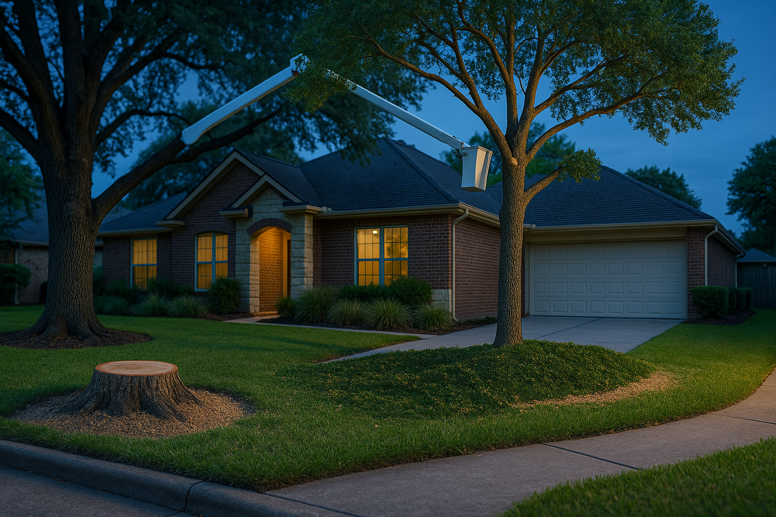 Hazard Red Bluff Terrace Tree Service in Pasadena, TX — photorealistic hero image